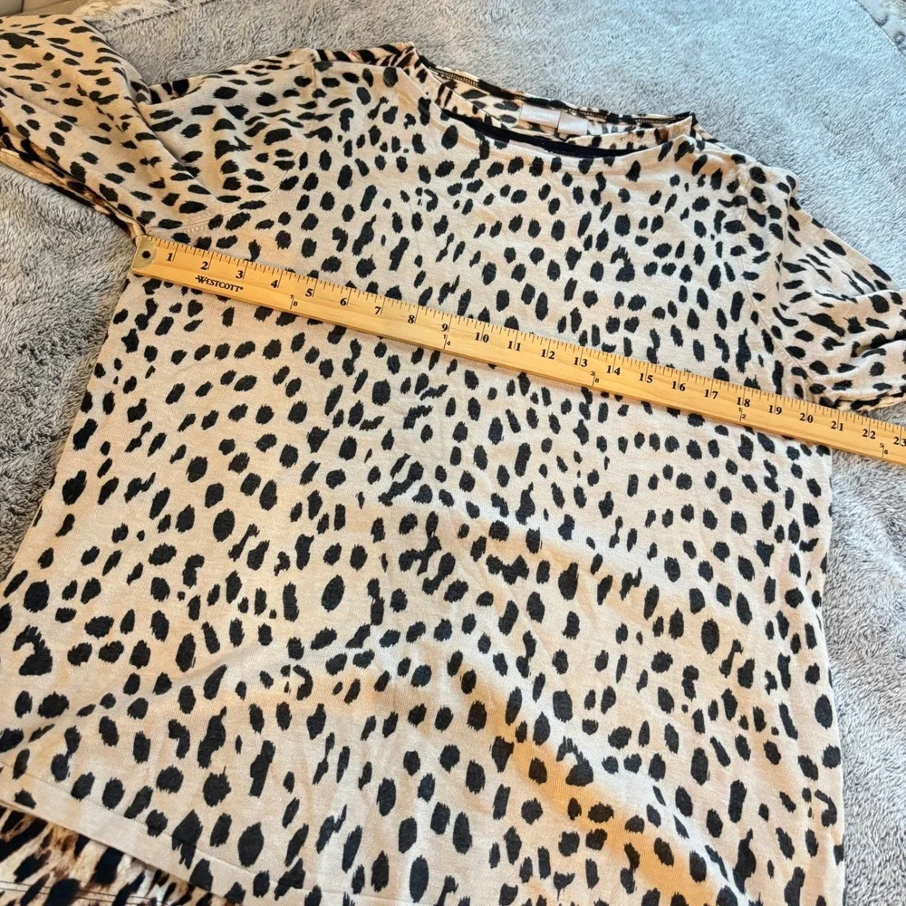 2 Chicos Womens Sweater Large Leopard Animal Print Bundle Classic Mob Wife 20115 - Picture 12 of 13
